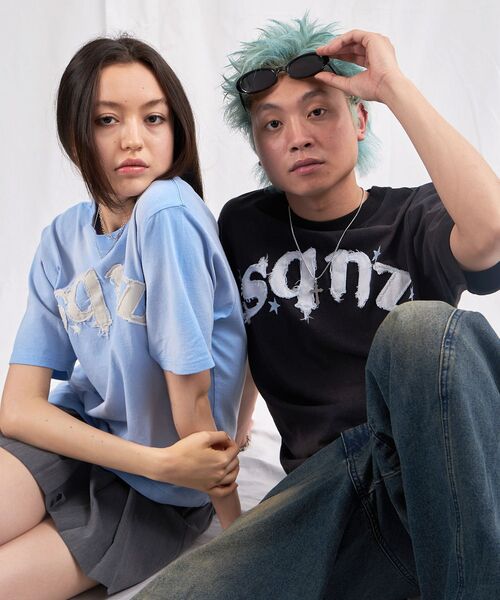 SEQUENZ（シークエンズ）の「【sqnz（エスキュンズ）】sqnz applique washed tee / Tシャツ 半袖 クルーネック 加工 フリンジ（Tシャツ/カットソー・メンズ・ライトグレー/ブラック/ライトブルー・SMALL/LARGE/MEDIUM）」の9枚目の写真