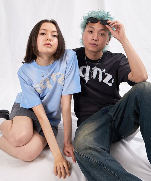 SEQUENZ（シークエンズ）の「【sqnz（エスキュンズ）】sqnz applique washed tee / Tシャツ 半袖 クルーネック 加工 フリンジ（Tシャツ/カットソー・メンズ・ライトグレー/ブラック/ライトブルー・SMALL/LARGE/MEDIUM）」の10枚目の写真