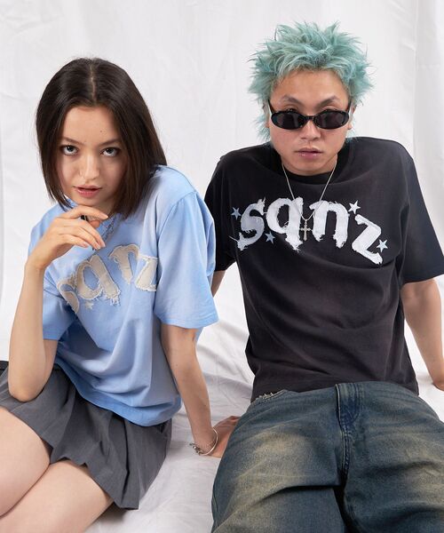 SEQUENZ（シークエンズ）の「【sqnz（エスキュンズ）】sqnz applique washed tee / Tシャツ 半袖 クルーネック 加工 フリンジ（Tシャツ/カットソー・メンズ・ライトグレー/ブラック/ライトブルー・SMALL/LARGE/MEDIUM）」の11枚目の写真