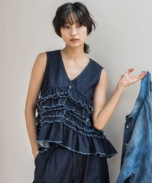 ベスト（ブルー・ネイビー/青色系・フリンジ）ファッション通販