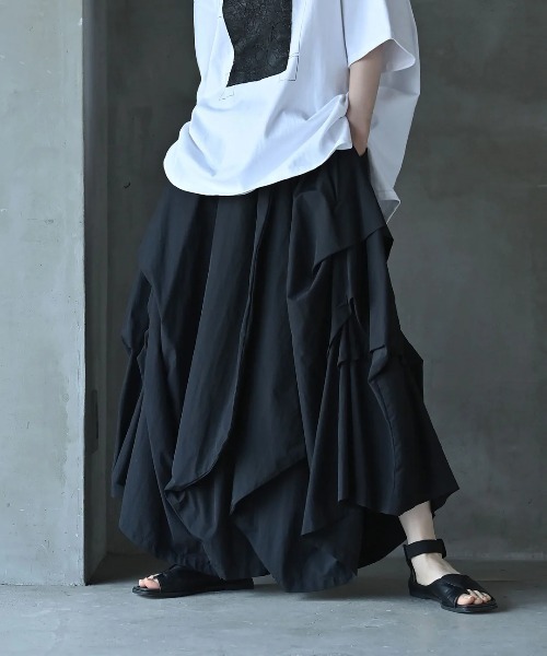 fundamine ファンダマイン　パンツ　黒 フローイングスカートパンツ（その他パンツ）｜funda mine