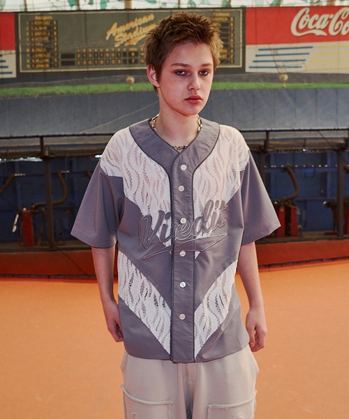 VI E DIT（ヴィエディット）の「Jacquard Baseball Shirts/ジャガードベースボールシャツ（シャツ/ブラウス・メンズ・ホワイト/ブラック・1/2）」の9枚目の写真