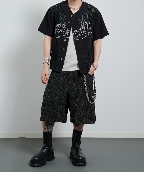VI E DIT（ヴィエディット）の「Jacquard Baseball Shirts/ジャガードベースボールシャツ（シャツ/ブラウス・メンズ・ホワイト/ブラック・1/2）」の18枚目の写真