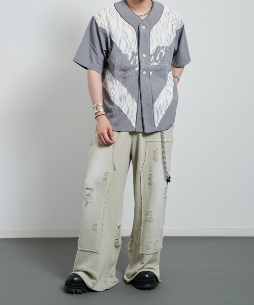 VI E DIT（ヴィエディット）の「Jacquard Baseball Shirts/ジャガードベースボールシャツ（シャツ/ブラウス・メンズ・ホワイト/ブラック・1/2）」の19枚目の写真