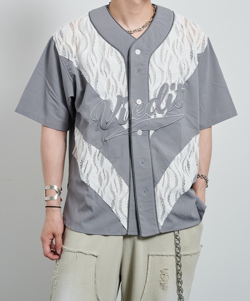 VI E DIT（ヴィエディット）の「Jacquard Baseball Shirts/ジャガードベースボールシャツ（シャツ/ブラウス・メンズ・ホワイト/ブラック・1/2）」の22枚目の写真
