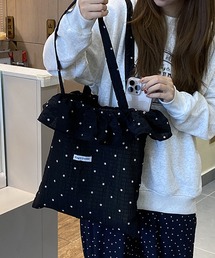 M2SUQARED（エムツースクエア）の「『M2SUQARED/エムツースクエア』ミニドット フラワーフリルトートバッグ（トートバッグ）」