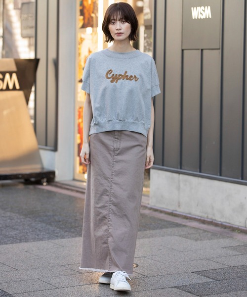 Munich(ミューニック)の「ダスティー加工デニムマキシタイトスカート(デニムスカート・レディース・モカ/サックスブルー/ピンク・M/S/XS)」の10枚目の写真