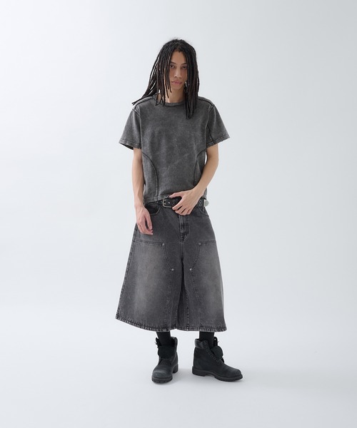 ANDER HUNK(アンダーハンク)の「Washed Double-knee Baggy Jorts / ウォッシュダブルニーバギージョーツ(デニムパンツ・メンズ・ブラウン/インディゴブルー/ブラック・SMALL/MEDIUM/LARGE)」の9枚目の写真