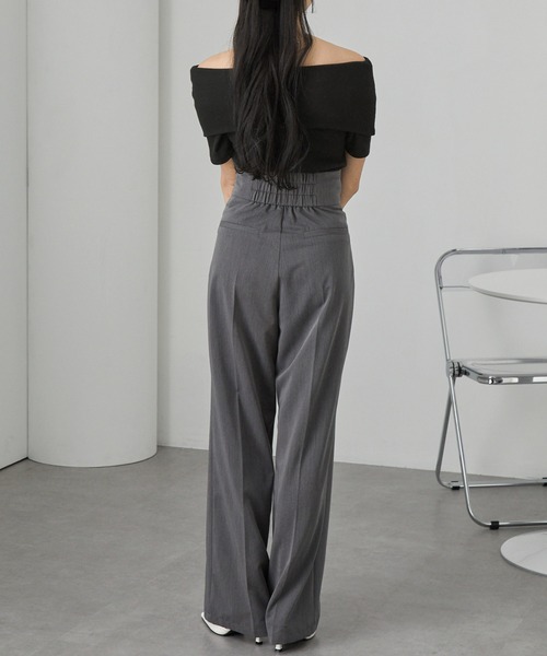 Cieluna（シエルナ）の「【Cieluna】オフショル リボンデザイン リブカットソー（Tシャツ/カットソー・レディース・グレー/アイボリー/ブラック・M/L）」の15枚目の写真