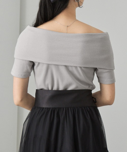 Cieluna（シエルナ）の「【Cieluna】オフショル リボンデザイン リブカットソー（Tシャツ/カットソー・レディース・グレー/アイボリー/ブラック・M/L）」の20枚目の写真