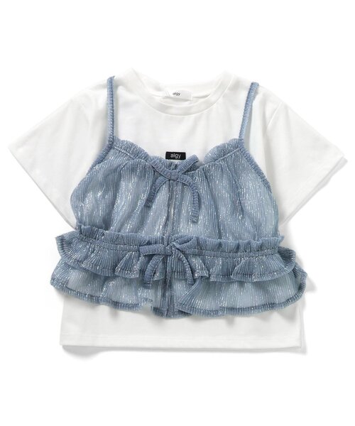 algy（アルジー）の「リボンチュールキャミセット（Tシャツ/カットソー・キッズ・グレー/サックスブルー/ブラック・SMALL/MEDIUM/X-SMALL/XX-SMALL）」の3枚目の写真