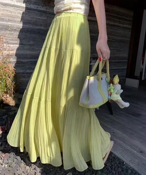 セール】シフォンスカート ロングプリーツスカート（スカート