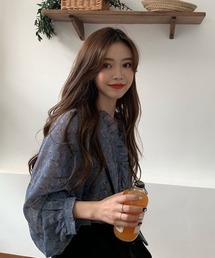 i-dare（アイディア）の「【i-dare】花柄 ボリューム スリーブ 長袖 ブラウス（シャツ/ブラウス）」