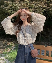 i-dare（アイディア）の「【i-dare】花柄 ボリューム スリーブ 長袖 ブラウス（シャツ/ブラウス）」