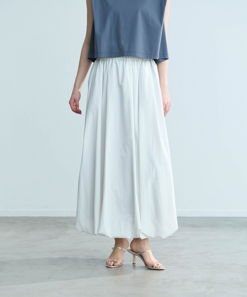 N.O.R.C（ノーク）の「ソフトタイプライターバルーンスカート【COOL MOTION】（スカート・レディース・ネイビー/オフホワイト/サックスブルー・S/M）」の10枚目の写真