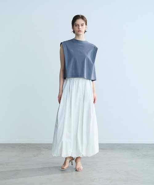 N.O.R.C（ノーク）の「ソフトタイプライターバルーンスカート【COOL MOTION】（スカート・レディース・ネイビー/オフホワイト/サックスブルー・S/M）」の16枚目の写真