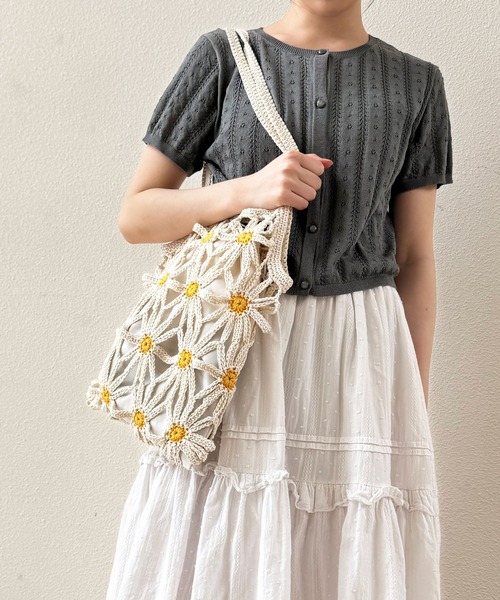 NOLITA LABORATORY（ノリータラボラトリー）の「【 NOLITA / ノリータ 】カギ編み デイジー 花 モチーフ 透け編み 巾着 ショルダーバッグ クロシェア編み バッグ（ショルダーバッグ・レディース・アイボリー/ブラウン・FREE）」の20枚目の写真