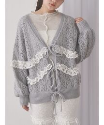 merry jenny | 透かし編みフリルニットカーディガン(カーディガン/ボレロ)