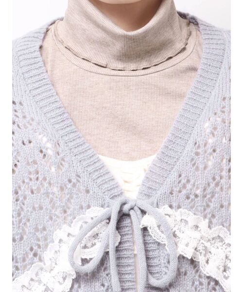 透かし編みフリルニットカーディガン（カーディガン/ボレロ）｜merry