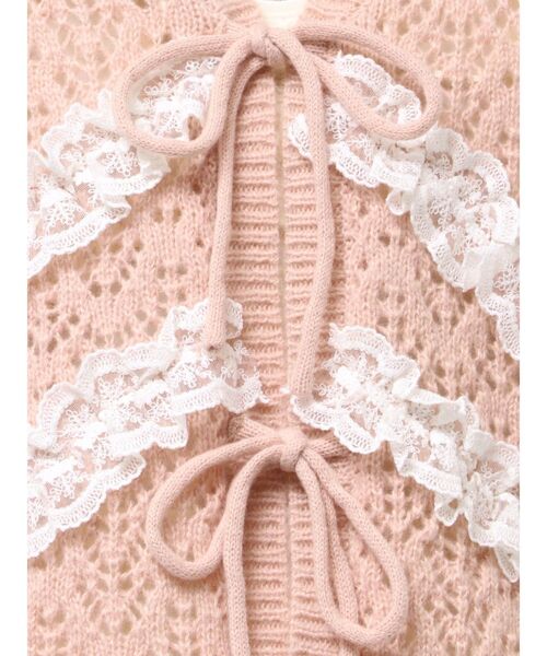 merry jenny（メリージェニー）の「透かし編みフリルニットカーディガン（カーディガン/ボレロ・レディース・ブルー/ピンク/ベージュ・FREE）」の15枚目の写真