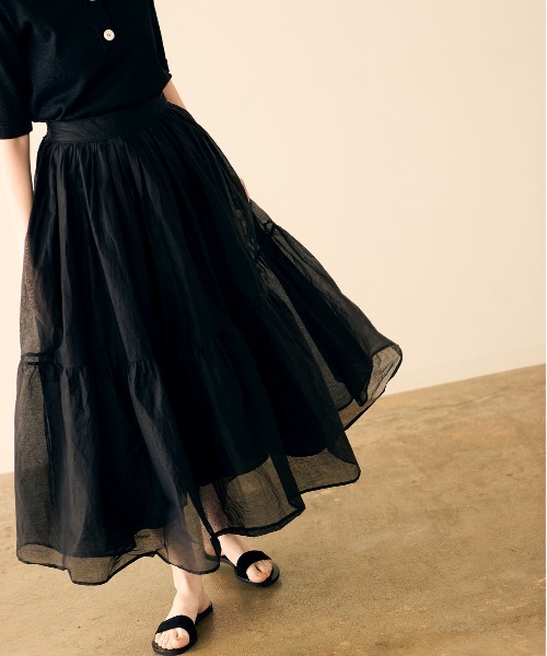 Marilyn Moon（マリリンムーン）の「sheer starched cotton gather skirt（スカート・レディース・オフホワイト/グレー/ブラック・FREE）」の7枚目の写真