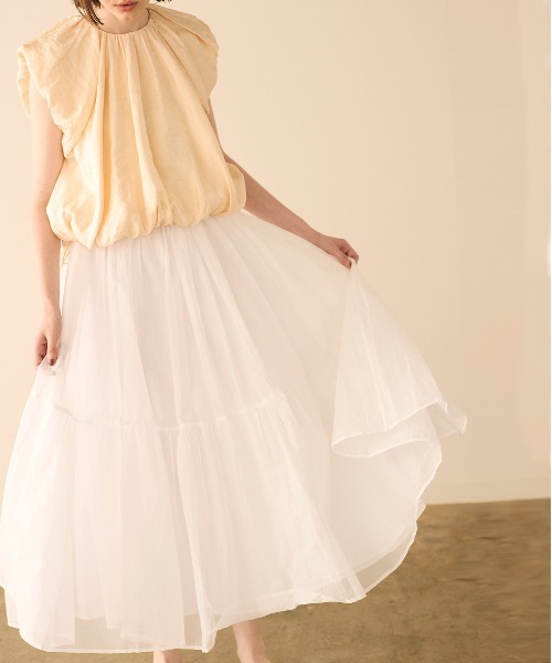 Marilyn Moon（マリリンムーン）の「sheer starched cotton gather skirt（スカート・レディース・オフホワイト/グレー/ブラック・FREE）」の9枚目の写真