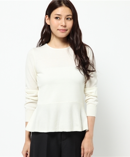 La TOTALITE(ラトータリテ)の「セミソモウ ペプラムプルオーバー◆(ニット/セーター・レディース・ブラック/ホワイト/パープル・FREE)」の1枚目の写真