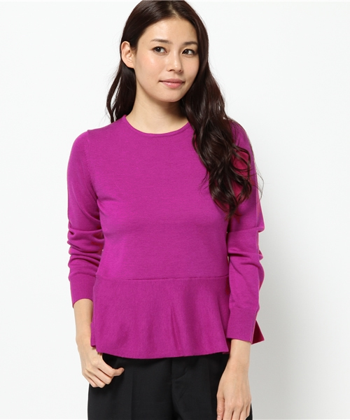 La TOTALITE(ラトータリテ)の「セミソモウ ペプラムプルオーバー◆(ニット/セーター・レディース・ブラック/ホワイト/パープル・FREE)」の13枚目の写真