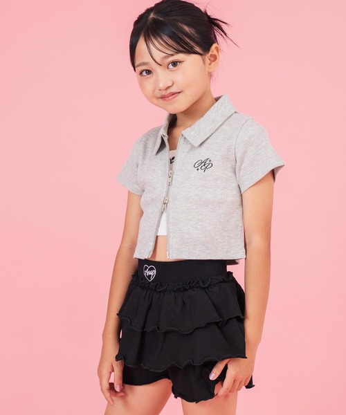 ANAP kids(アナップキッズ)の「ダブルジップリブトップス(ジュニアお揃い)(Tシャツ/カットソー・キッズ・ブラック/ラベンダー/ライトグレー/ライトイエロー・110cm/130cm/120cm)」の2枚目の写真