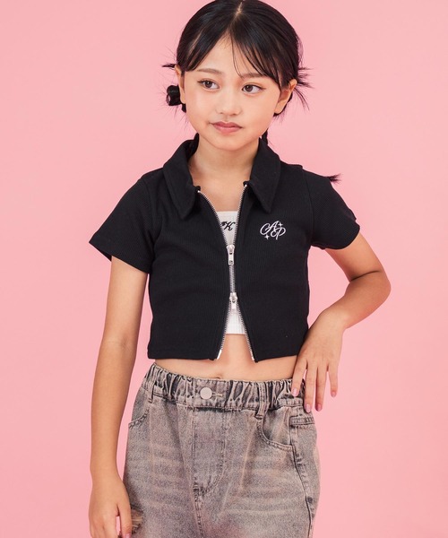 ANAP kids(アナップキッズ)の「ダブルジップリブトップス(ジュニアお揃い)(Tシャツ/カットソー・キッズ・ブラック/ラベンダー/ライトグレー/ライトイエロー・110cm/130cm/120cm)」の5枚目の写真