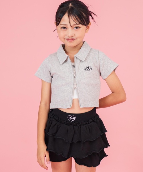 ANAP kids(アナップキッズ)の「ダブルジップリブトップス(ジュニアお揃い)(Tシャツ/カットソー・キッズ・ブラック/ラベンダー/ライトグレー/ライトイエロー・110cm/130cm/120cm)」の8枚目の写真