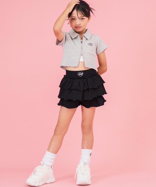 ANAP kids(アナップキッズ)の「ダブルジップリブトップス(ジュニアお揃い)(Tシャツ/カットソー・キッズ・ブラック/ラベンダー/ライトグレー/ライトイエロー・110cm/130cm/120cm)」の10枚目の写真