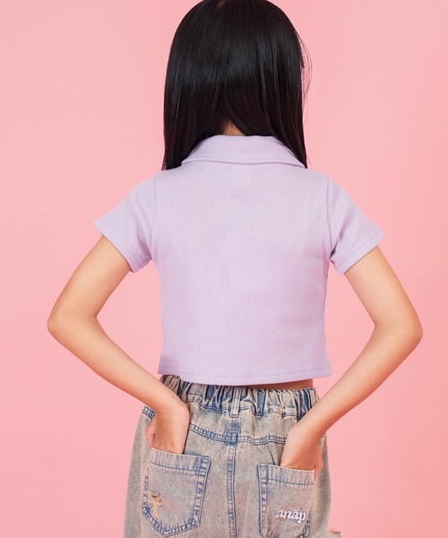 ANAP kids(アナップキッズ)の「ダブルジップリブトップス(ジュニアお揃い)(Tシャツ/カットソー・キッズ・ブラック/ラベンダー/ライトグレー/ライトイエロー・110cm/130cm/120cm)」の13枚目の写真