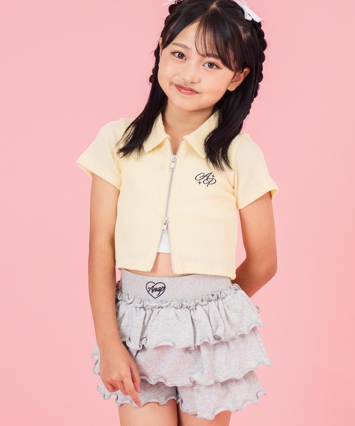 ANAP kids(アナップキッズ)の「ダブルジップリブトップス(ジュニアお揃い)(Tシャツ/カットソー・キッズ・ブラック/ラベンダー/ライトグレー/ライトイエロー・110cm/130cm/120cm)」の16枚目の写真