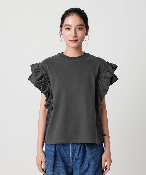 BEAUTY&YOUTH UNITED ARROWS(ビューティーアンドユースユナイテッドアローズ)の「コットンフリル ショートスリーブカットソー(Tシャツ/カットソー・レディース・ダークグレー/ホワイト/ダークブラウン・FREE)」の20枚目の写真