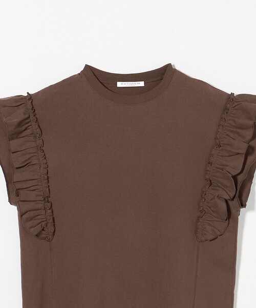BEAUTY&YOUTH UNITED ARROWS(ビューティーアンドユースユナイテッドアローズ)の「コットンフリル ショートスリーブカットソー(Tシャツ/カットソー・レディース・ダークグレー/ホワイト/ダークブラウン・FREE)」の11枚目の写真