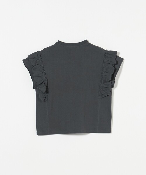 ユナイテッドアローズ　コットンフレアショートスリーブ　カットソー　ブラック コットンフリル ショートスリーブカットソー（Tシャツ