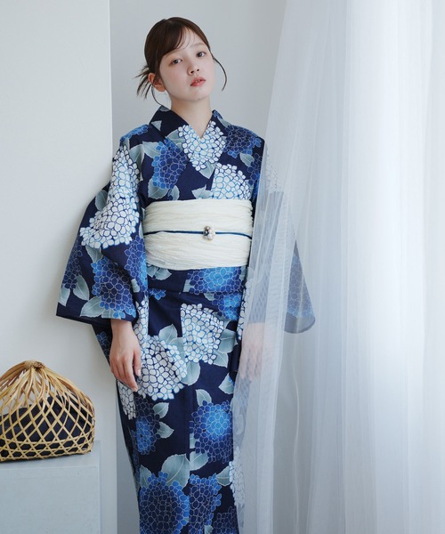 utatane ウタタネ　花柄浴衣・青帯セット utatane 浴衣 セット レディース フリーサイズ 浴衣3点セット