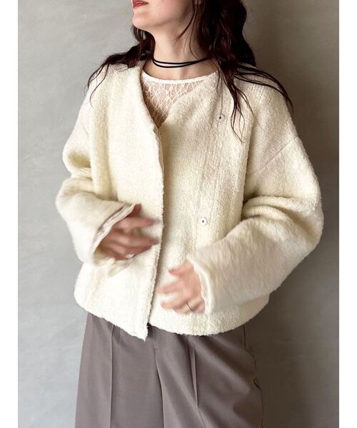 セール】セッケツニットボアブルゾン（カーディガン/ボレロ