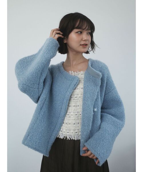 LAGUNAMOON（ラグナムーン）の「セッケツニットボアブルゾン（カーディガン/ボレロ・レディース・アイボリー/ブルー/ブラウン・FREE）」の4枚目の写真