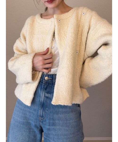 LAGUNAMOON（ラグナムーン）の「セッケツニットボアブルゾン（カーディガン/ボレロ・レディース・アイボリー/ブルー/ブラウン・FREE）」の8枚目の写真