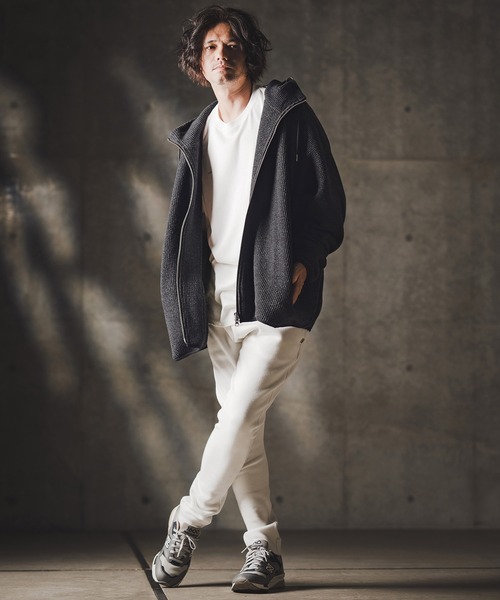 GLIMCLAP(グリムクラップ)の「mpa3856-Zip-up hoodie-Soft brushed waffle fabric- ジップアップパーカー(パーカー・メンズ・キナリ/ダークベージュ/ブラック・S/M/L)」の19枚目の写真