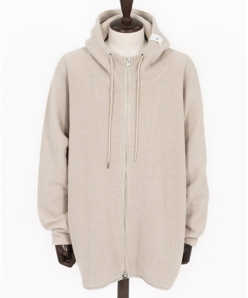 GLIMCLAP(グリムクラップ)の「mpa3856-Zip-up hoodie-Soft brushed waffle fabric- ジップアップパーカー(パーカー・メンズ・キナリ/ダークベージュ/ブラック・S/M/L)」の20枚目の写真