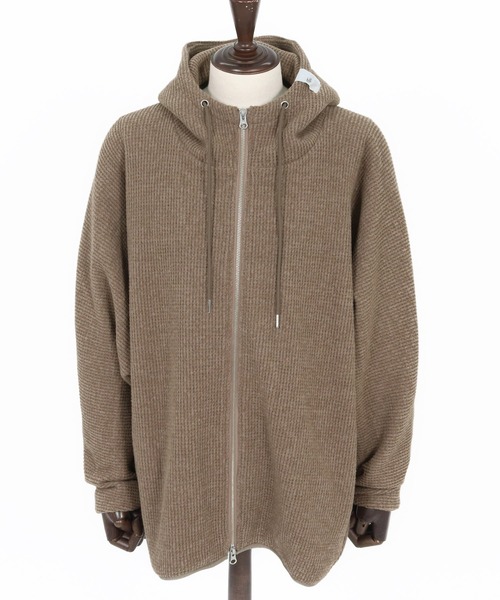 GLIMCLAP(グリムクラップ)の「mpa3856-Zip-up hoodie-Soft brushed waffle fabric- ジップアップパーカー(パーカー・メンズ・キナリ/ダークベージュ/ブラック・S/M/L)」の21枚目の写真