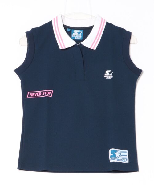 ARCHIVER(アーカイバ)の「【WG】【it】【STARTER GOLF】スターターゴルフ STARTERロゴ刺繍ノースリーブポロシャツレディース SG-123010(ポロシャツ・レディース・ネイビー/ホワイト/ブラック・S)」の3枚目の写真
