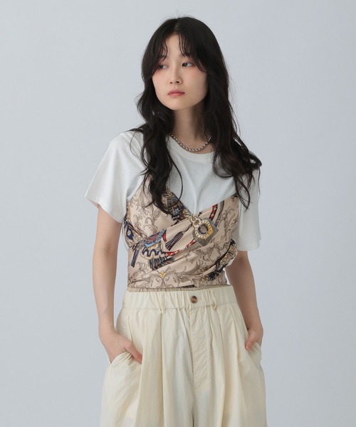 LEPSIM（レプシィム）の「スカーフビスチェ風プルオーバー　580606（Tシャツ/カットソー・レディース・ブラック/オフホワイト/ブラウン・FREE）」の5枚目の写真