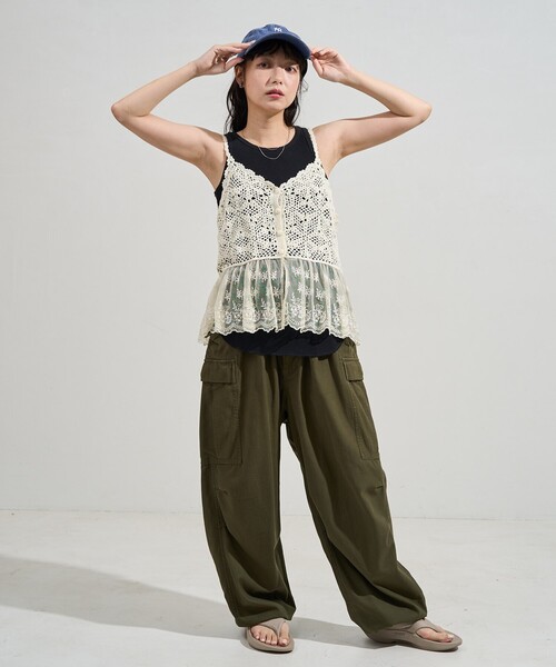 セール】かぎ針ドッキングレース キャミソール ビスチェ/クロシェ