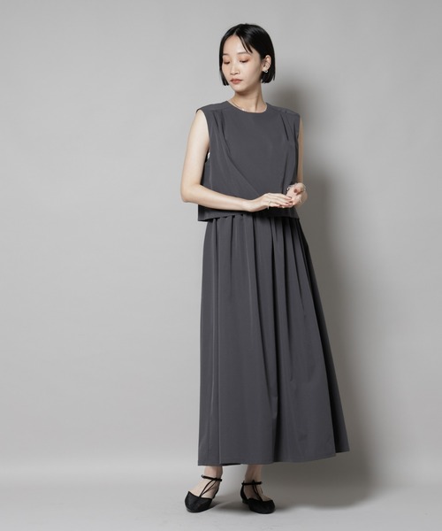 NANO universe（ナノユニバース）の「セットアップ風ノースリーブワンピース（ワンピース・レディース・ライトグレー/キャメル/チャコール・FREE）」の15枚目の写真