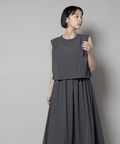 NANO universe（ナノユニバース）の「セットアップ風ノースリーブワンピース（ワンピース・レディース・ライトグレー/キャメル/チャコール・FREE）」の13枚目の写真