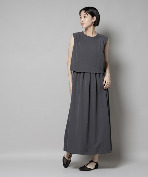 NANO universe（ナノユニバース）の「セットアップ風ノースリーブワンピース（ワンピース・レディース・ライトグレー/キャメル/チャコール・FREE）」の18枚目の写真